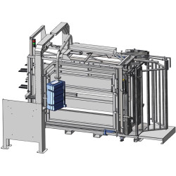 Fang- und Behandlungsstand LVAPI - Verblechte Panels - Breitenverstellbare Seiten - verblechte seitliche Panels, öffnend.
