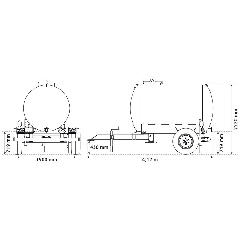 Monoblock-Wasserfässer auf Fahrgestell 4400 L Monoblock-Wasserfässer auf Fahrgestell 4400 L