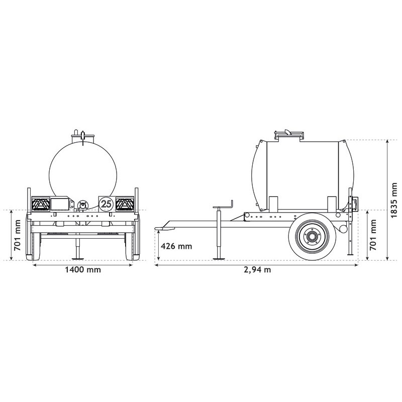 Wasserfässer auf Fahrgestell 890 L Wasserfässer auf Fahrgestell 890 L