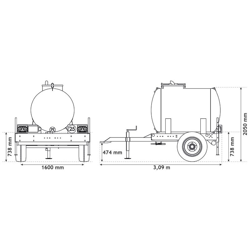 Wasserfässer auf Fahrgestell 1500 L