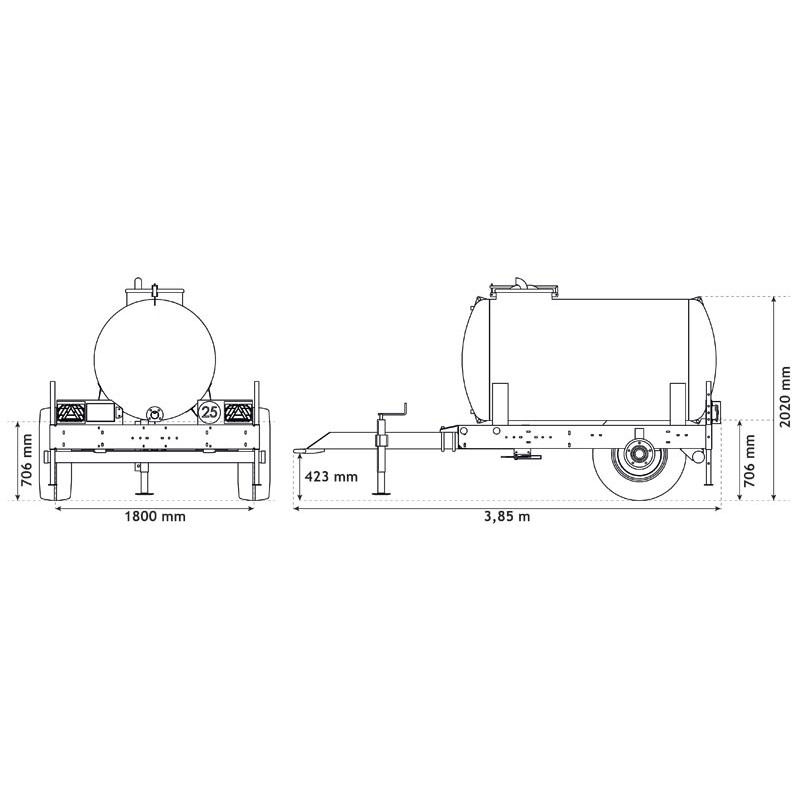Wasserfässer auf Fahrgestell 2000 L