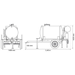 Wasserfässer auf Fahrgestell für Grünflächen 1100 L Wasserfässer auf Fahrgestell für Grünflächen 1100 L
