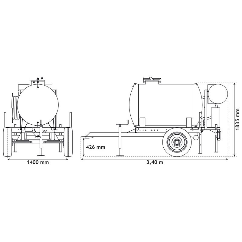 Wasserfässer auf Fahrgestell für Grünflächen 1100 L Wasserfässer auf Fahrgestell für Grünflächen 1100 L