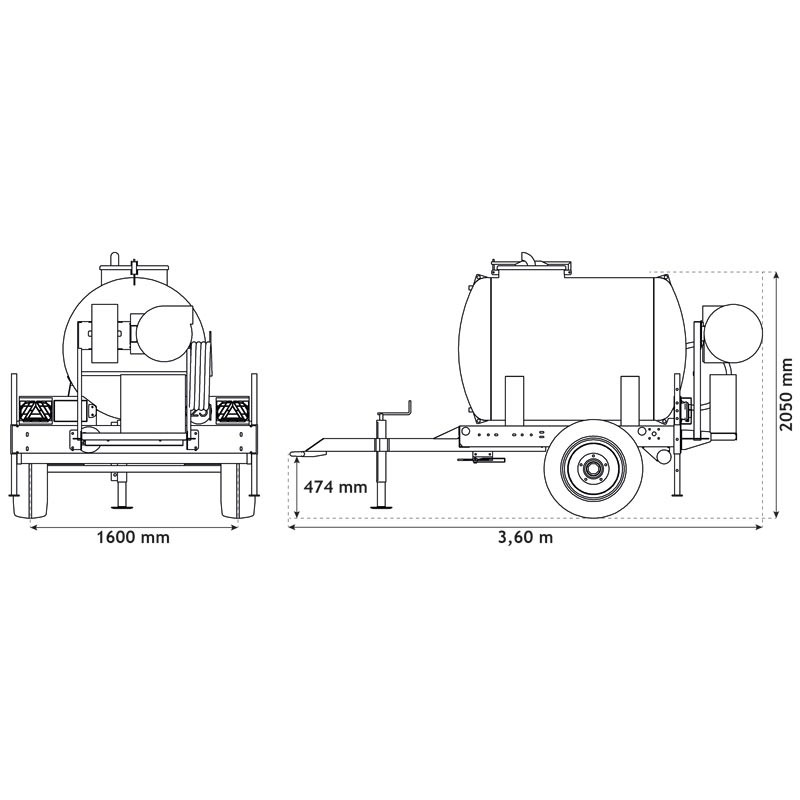 Wasserfässer auf Fahrgestell für Grünflächen 1500 L Wasserfässer auf Fahrgestell für Grünflächen 1500 L