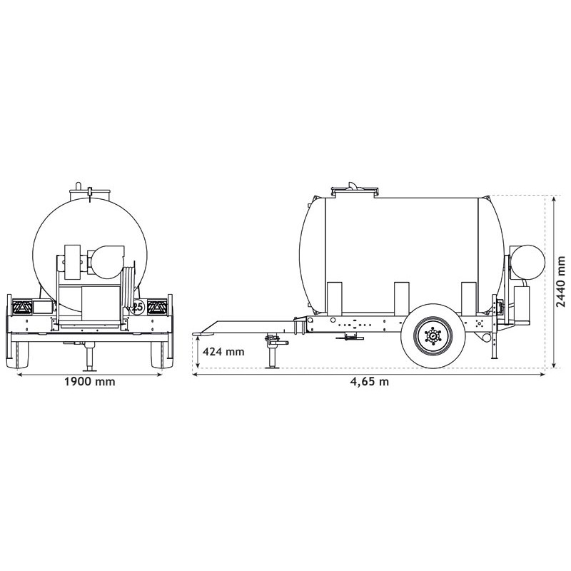 Wasserfässer auf Fahrgestell für Grünflächen 4400 L Wasserfässer auf Fahrgestell für Grünflächen 4400 L