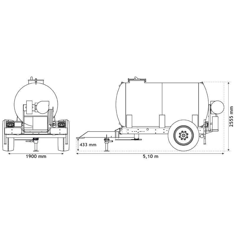 Wasserfässer auf Fahrgestell für Grünflächen 5200 L Wasserfässer auf Fahrgestell für Grünflächen 5200 L
