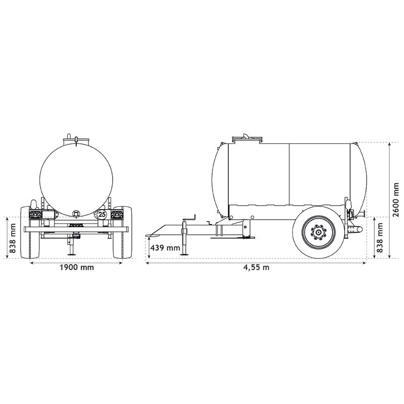 Monoblock-Wasserfässer auf Fahrgestell 5200 L