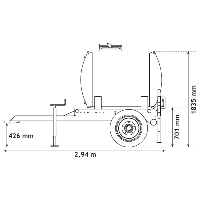 Wasserfässer auf Fahrgestell 890 L