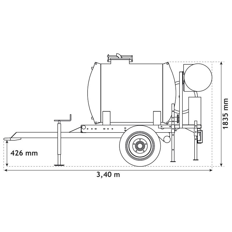 Wasserfässer auf Fahrgestell für Grünflächen 890 L Wasserfässer auf Fahrgestell für Grünflächen 890 L
