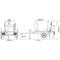 Wasserfässer auf Fahrgestell für Grünflächen 890 L Wasserfässer auf Fahrgestell für Grünflächen 890 L
