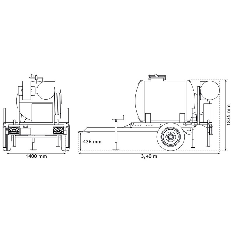 Wasserfässer auf Fahrgestell für Grünflächen 890 L Wasserfässer auf Fahrgestell für Grünflächen 890 L